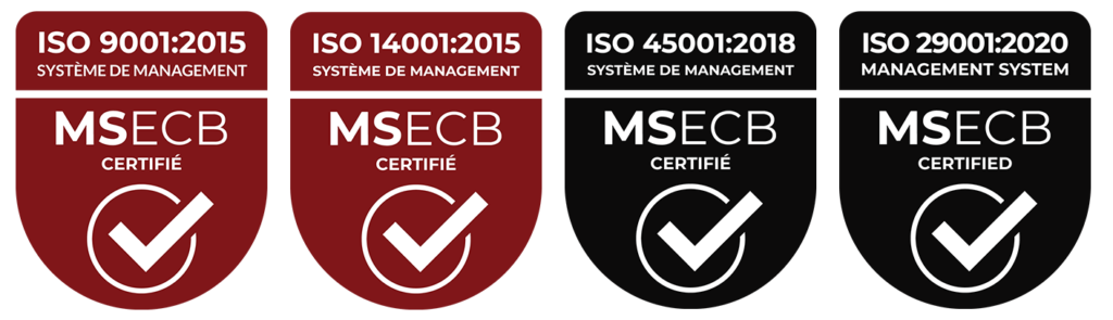 ISO 9001 · ISO 29001 · ISO 45001 · ISO 41001